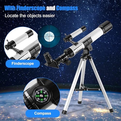 Kids Astronomy Telescope 40mm Refractor with Finder Scope and Tripod