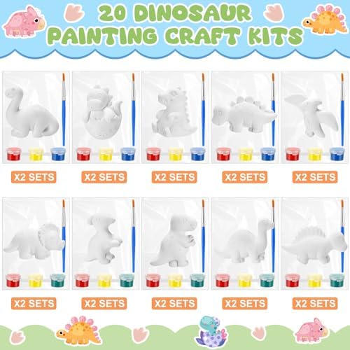 Simgoing 20 Piece Dinosaur DIY Painting Kit