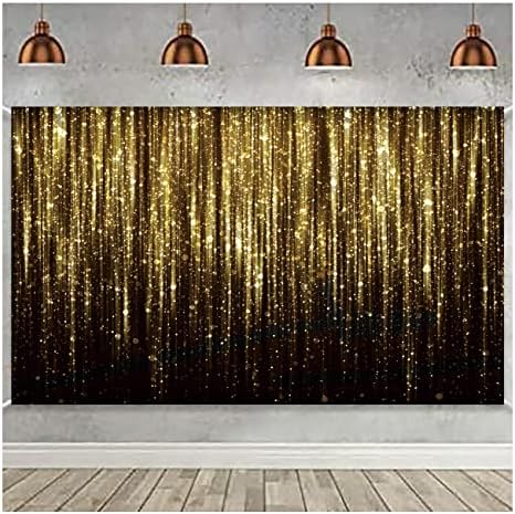Black Gold Photo Backdrop for Birthday Parties 7x5ft