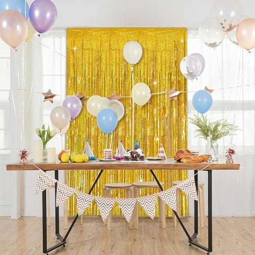 Tinsel Curtain Gold Birthday Decorations 2 Packs
