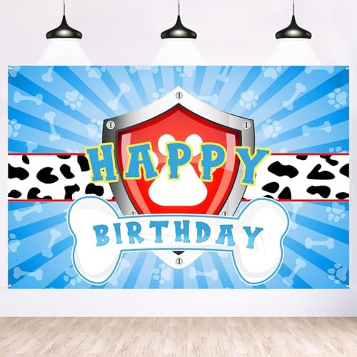 Maicaiffe Dog Paw Birthday Backdrop Banner - 6x4 ft