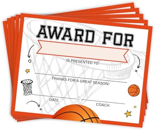 LyoGao Basketball Award Certificate 25 Count 8x10 Inch