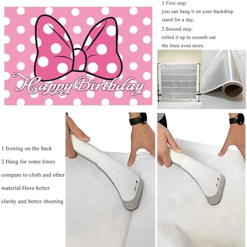 Pink Mouse Happy Birthday Backdrop Banner 5x3ft