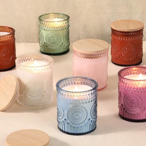 DARJEN 10 Pack Clear Candle Jars with Bamboo Lids and Labels