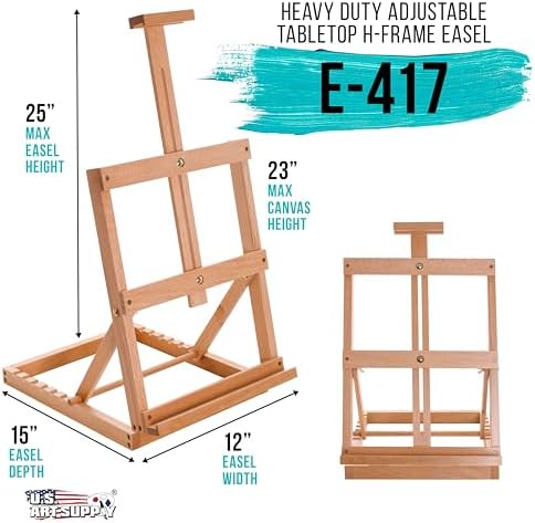 US Art Supply Venice H-Frame Tabletop Easel