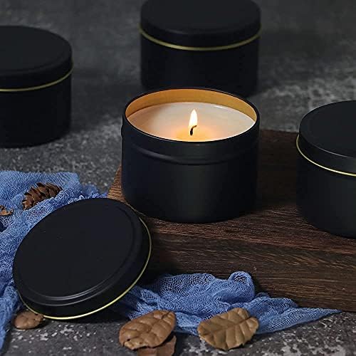 SONVIIBOX 24 Piece Black Candle Tins 4oz