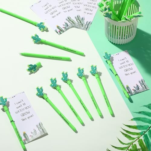 50 Piece Cactus Ballpoint Pens with Cards and Ties
