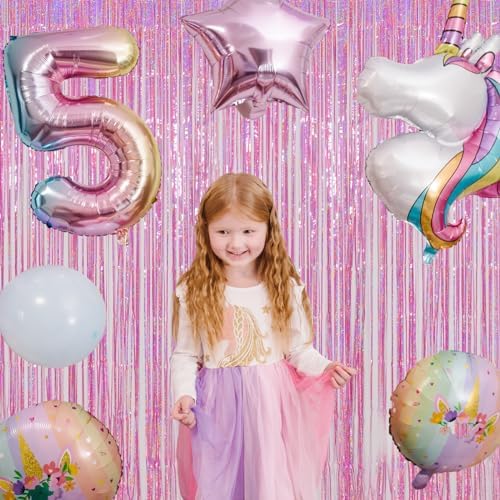Melsan 3 Pack Foil Fringe Curtains Pink Tinsel