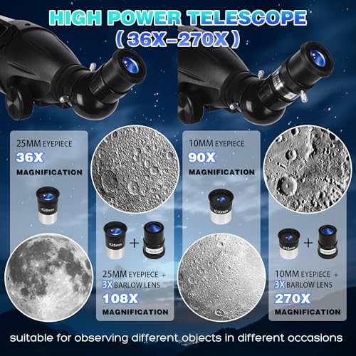 UncleHu High Powered 90mm Refractor Telescope for Adults