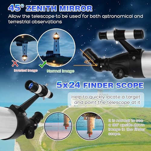 UncleHu High Powered 90mm Refractor Telescope for Adults