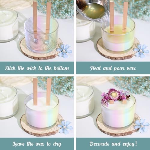 16oz 3 Wick Candle Jars 6 Pack - Glass Containers with Bamboo Lids