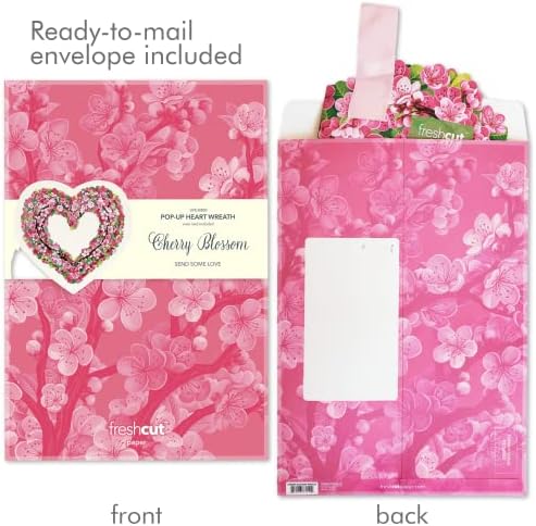 Cherry Blossom Heart Pop Up Card Wreath 15 Inch