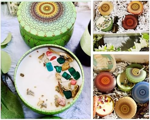 Domivirgo Candle Tins with Lid 16pcs 8 Designs