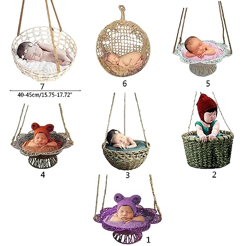 Retro Rattan Woven Hanging Basket for Newborn Photography 1