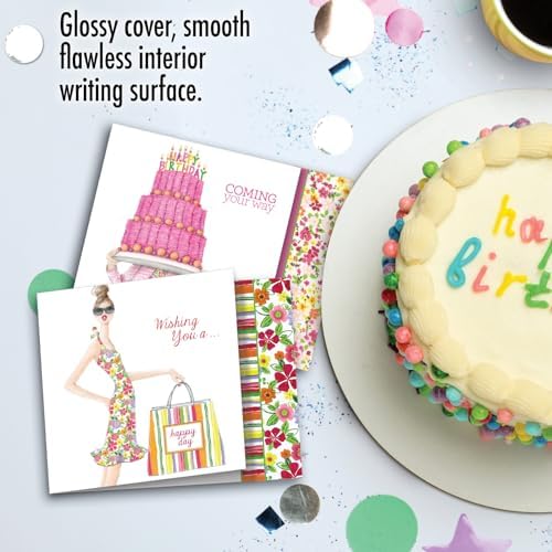 The Best Card Company - 10 Birthday Note Cards Boxed for Women