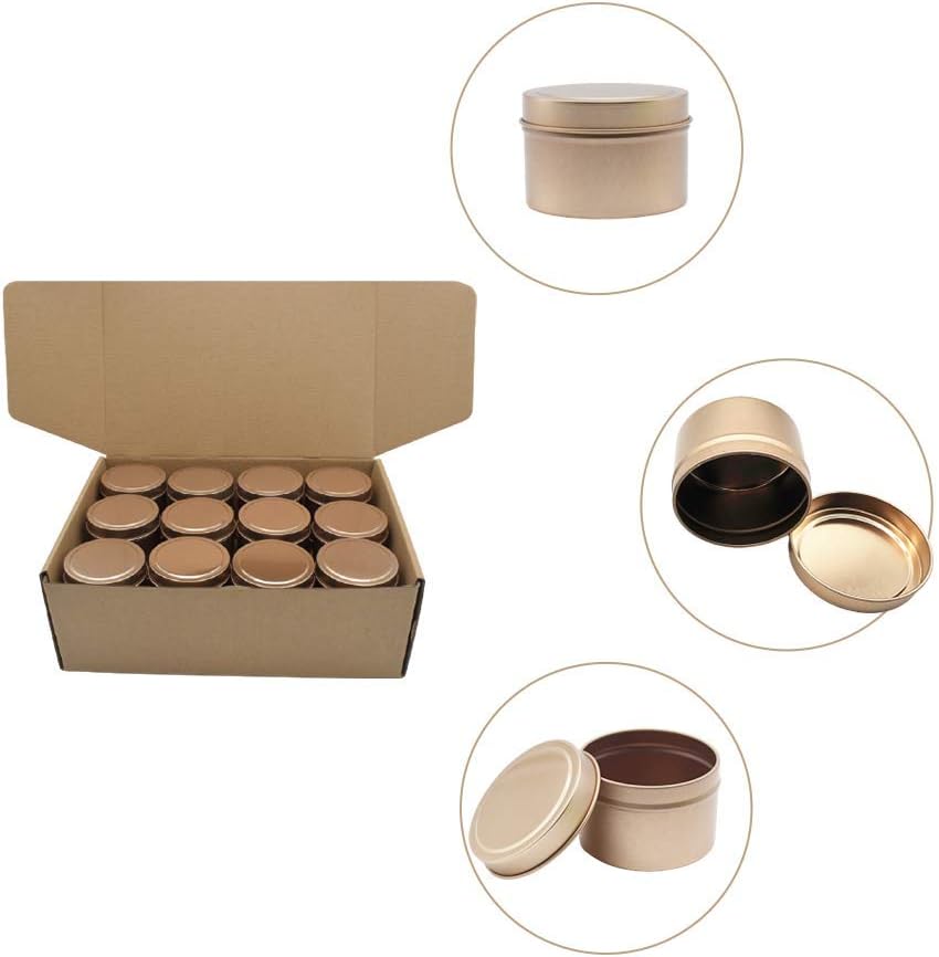 TJH 24 Piece Candle Tin Set with Lids Frosted Gold