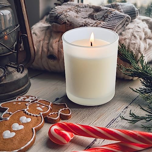 Frosted White Thick Candle Jars with Wood Lids 12 Pcs