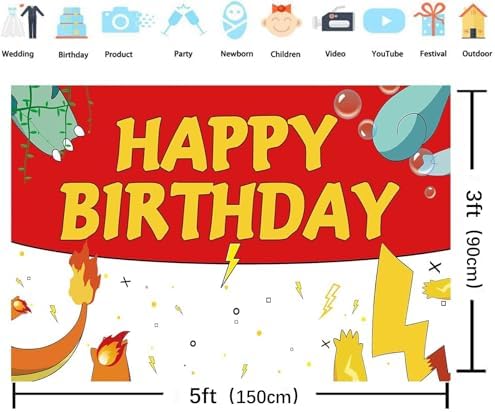 5x3ft Cartoon Monster Birthday Photo Backdrop