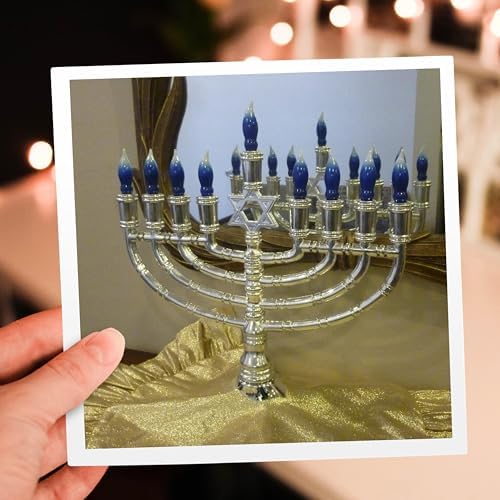 3dRose Menorah Doubled Greeting Cards Set of 6