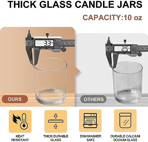 10 Oz Thick Candle Jars 15 Pcs Clear With Wood Lids
