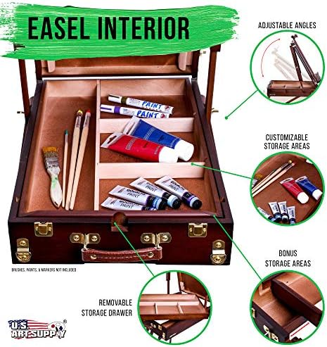 US Art Supply Large Walnut French Easel with Drawer and Palette