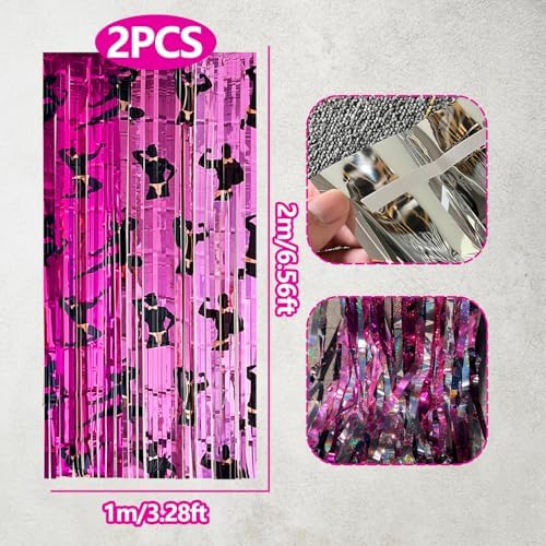 2Pcs Iridescent Foil Curtain with Tinsel