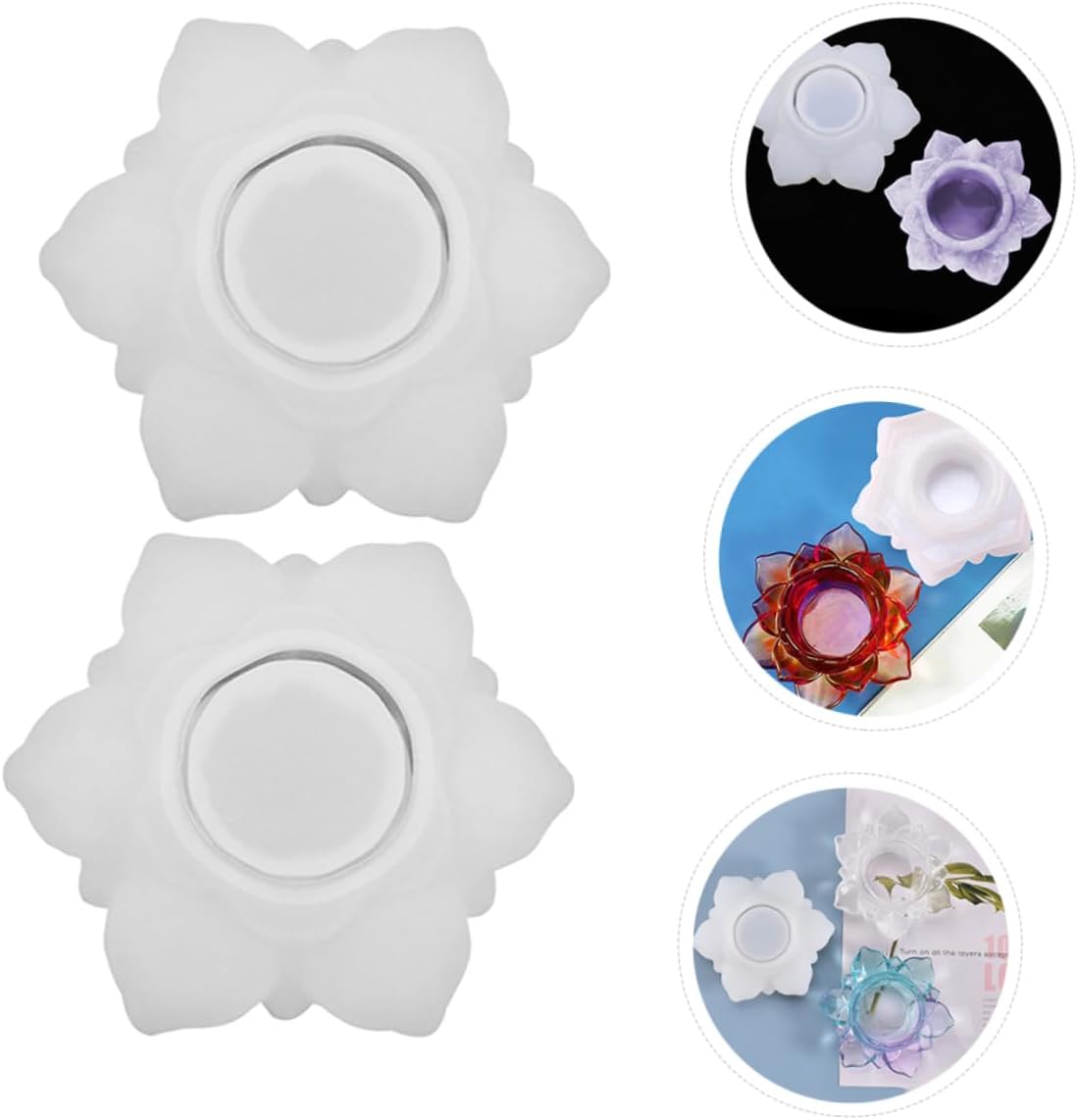2pcs Lotus Shape Silicone Candle Making Molds for DIY Crafts