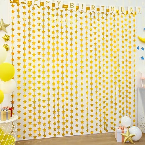 LOLStar 2 Pack Gold Stars Foil Fringe Curtains