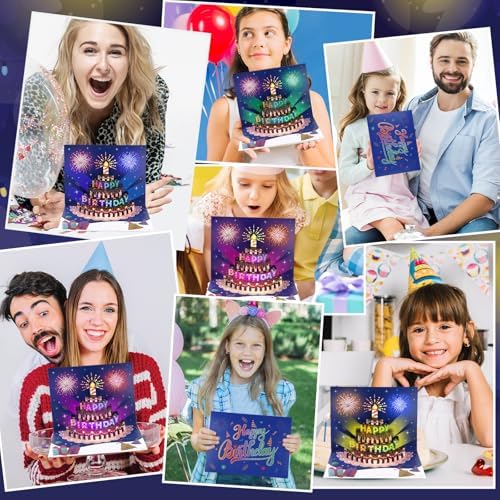 BEAN LIEVE 3D Musical Birthday Card with LED Lights and Blowable Candle