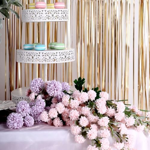 Efavormart 8ft Matte Gold Foil Fringe Curtain