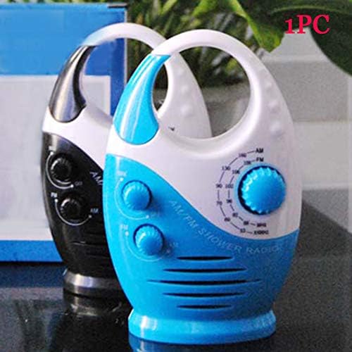 Waterproof Shower Radio with AM FM and Top Handle Blue White