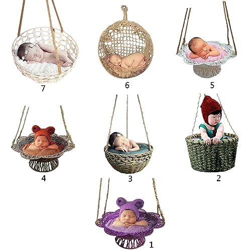 Retro Rattan Woven Hanging Basket for Newborn Photography 1