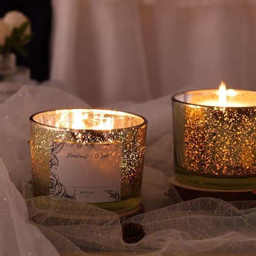 Simeitol 16 Oz Gold Candle Jars 6 Pcs with Bamboo Lids