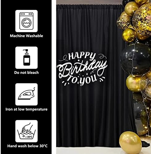 Black Backdrop Curtain 2 Panels 5ft x 10ft Rod Pocket