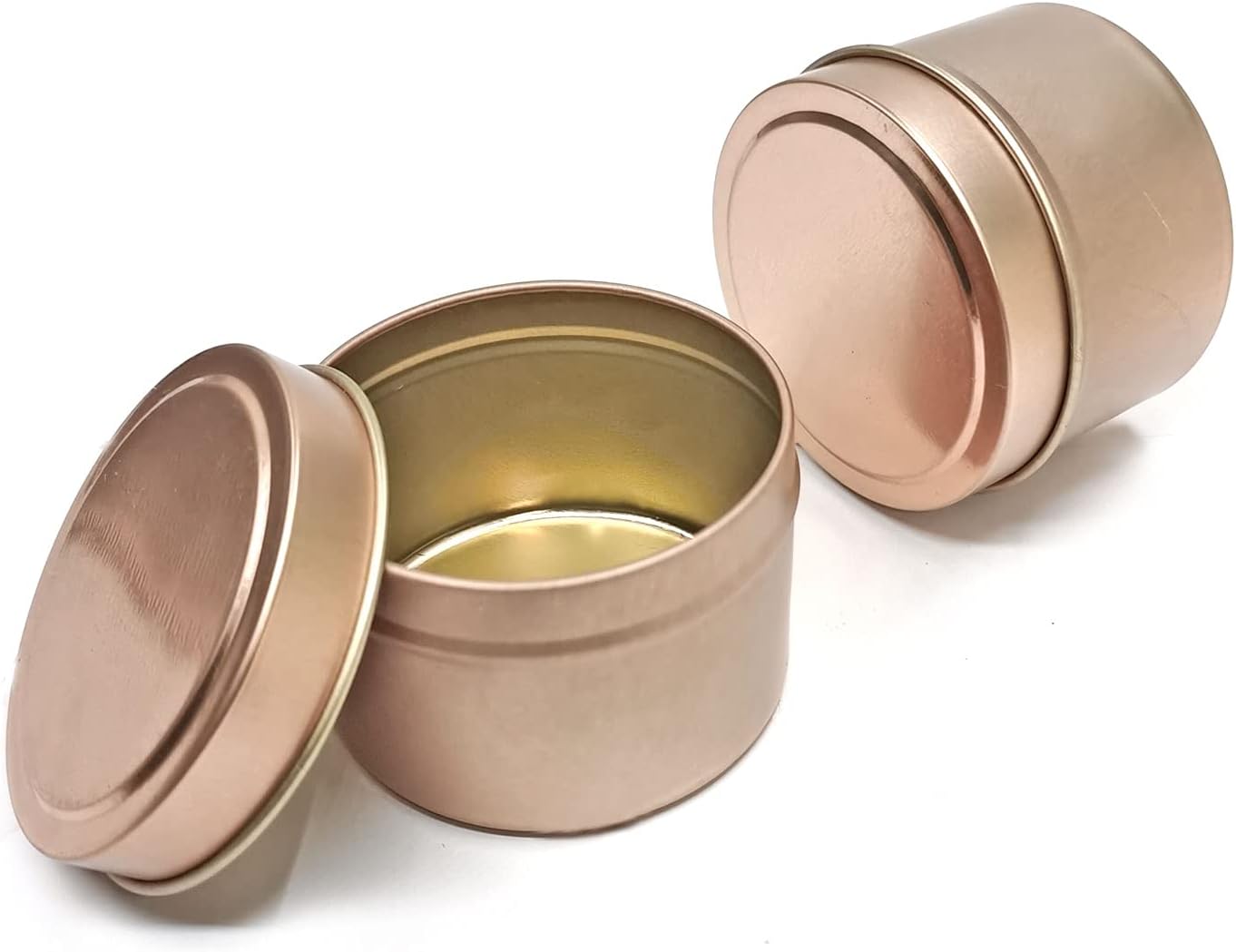 16 Pcs Light Rose Gold Candle Tins for DIY and Storage