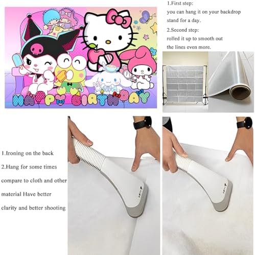 Kawaii Friends Birthday Banner Backdrop for Kids Party Supplies 5x3ft