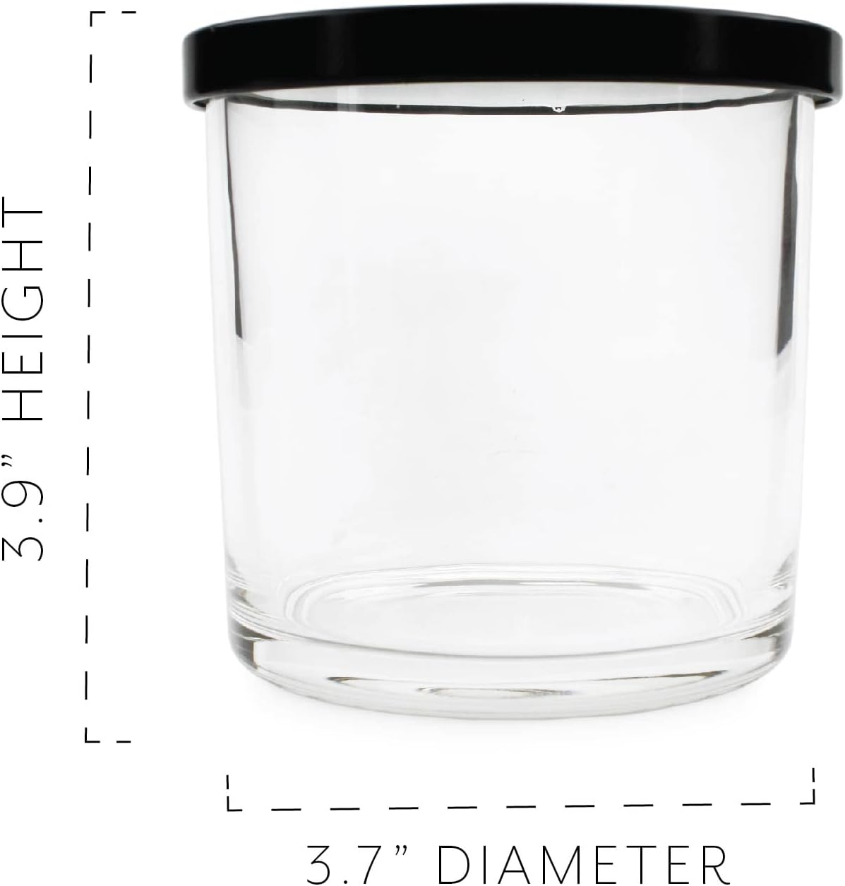Darware 16oz Clear Glass Candle Jars with Metal Lids 4-Pack