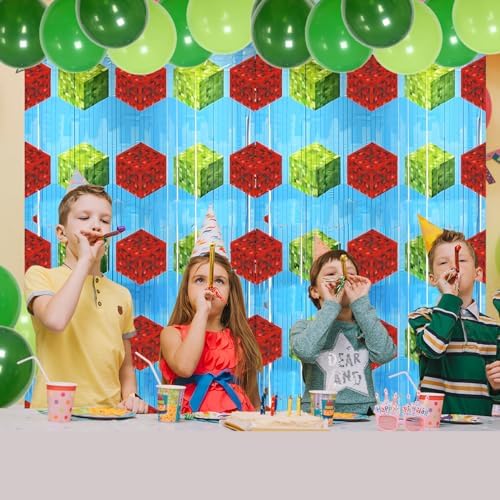 Video Game Party Backdrops 2 Pcs Foil Fringe Curtains