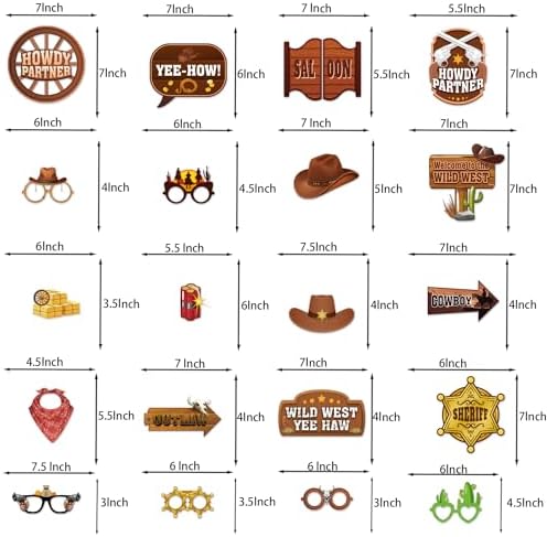 36Pcs Wild West Photo Booth Props for Party Decorations