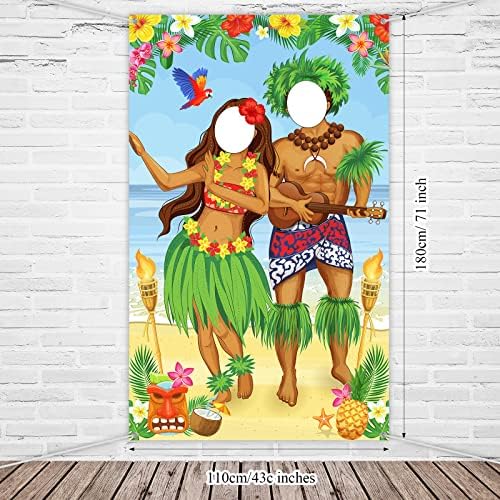 Frienda Luau Couple Photo Door Banner for Tropical Party