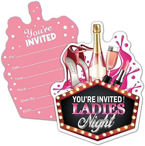 RZHV 15 Pack Pink High Heels Party Invitation Cards with Envelopes