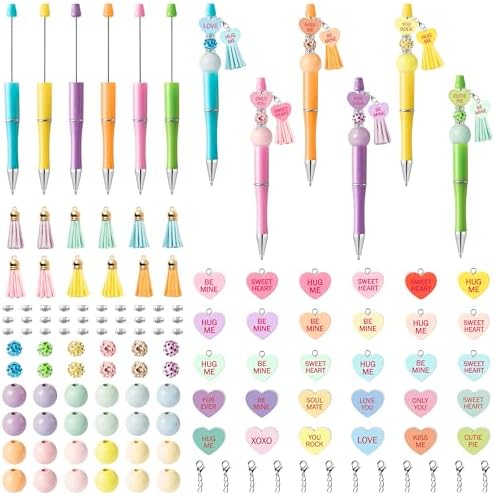 Valentines Day Beadable Pens Craft Kit - 188pcs