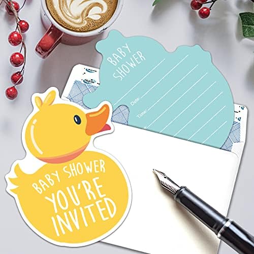 RZHV 15 Pack Yellow Ducky Party Invitations With Envelopes