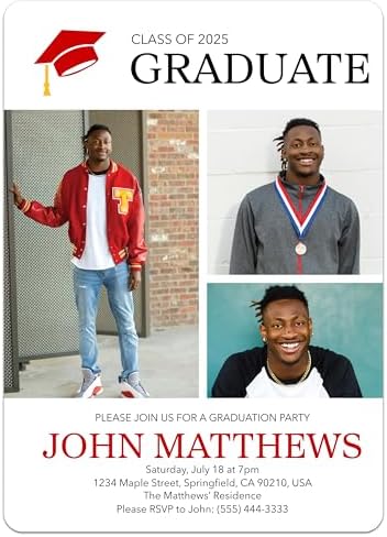 Personalized Graduation Invites with Photo - Custom Grad Party Cards