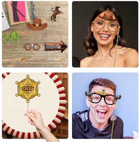 36Pcs Wild West Photo Booth Props for Party Decorations
