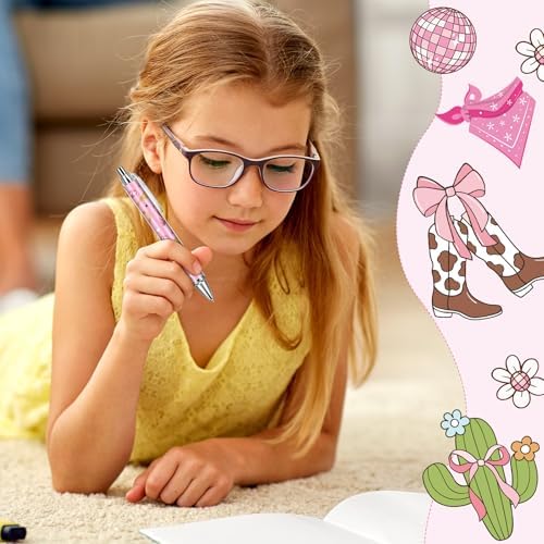 Cowgirl Pink Ballpoint Pens 24 Pcs Retractable Western Style