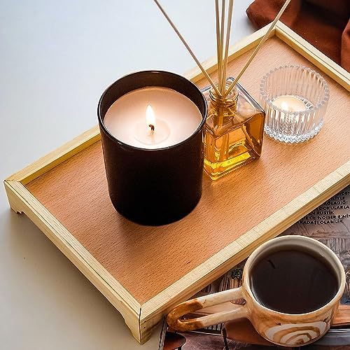 10 Oz Thick Candle Jars 15 Pcs with Wood Lids Matte Black