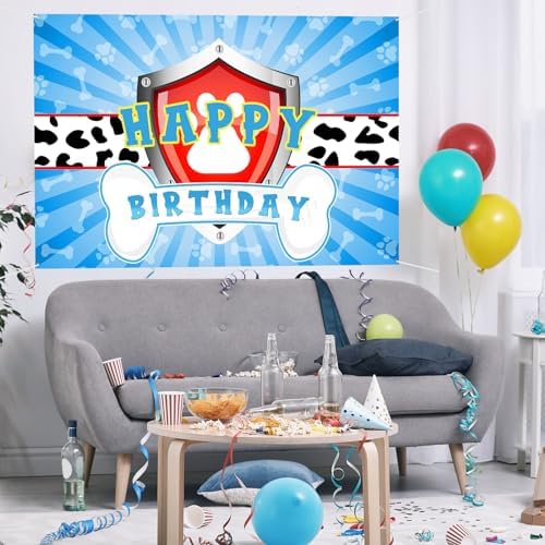 Maicaiffe Dog Paw Birthday Backdrop Banner - 6x4 ft