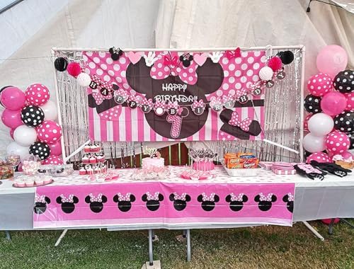Minnie Mouse 1st Birthday Backdrop Banner
