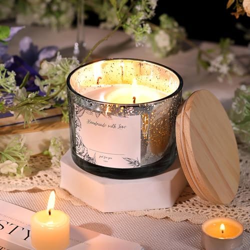 Simeitol 6pc 16oz Blue Candle Jars with Lids